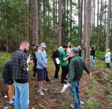 Residents inspect a Council contamination test pit location