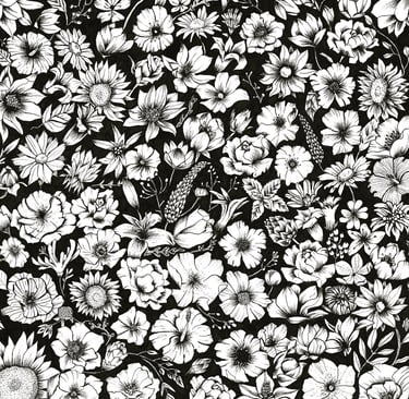 Dessin à l'encre de Chine de fleurs 