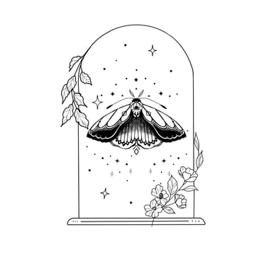 Dessin digital papillon et fleurs