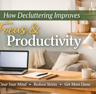 Learn how decluttering improves focus and productivity by reducing stress, boosting mental clarity