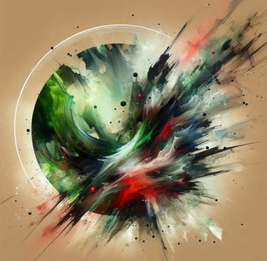 a painting of a circular object with a circular object
