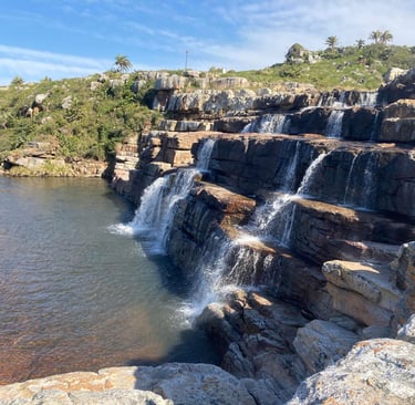 Mkambati Falls falling over the rocks