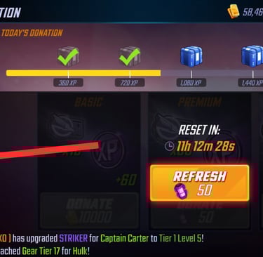 marvel strike force donation for team