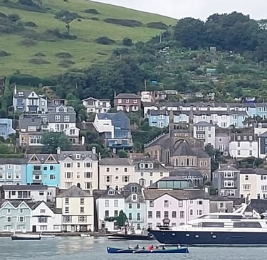 St Ives Cornwall pastel houses on the clifs