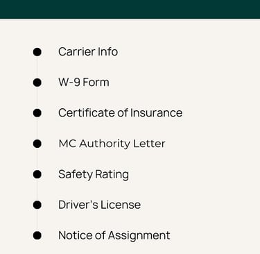 Trucking compliance documents used for FMCSA audit preparation.