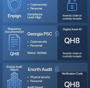 Compliance evidence: QH8 SHA-256 forensic receipts meeting ERCOT, Georgia PSC, North Carolina, Israe