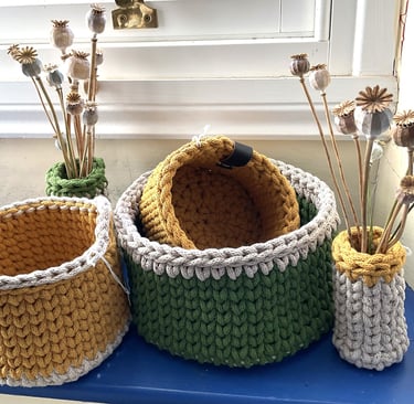 Angela Myers crochet baskets