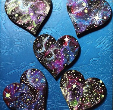 Sam Barnes acrylic hearts