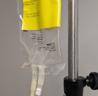 Lecanemab bag empty after Greg Rowland infusion