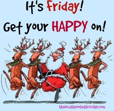 cartoon of Santa and four reindeer