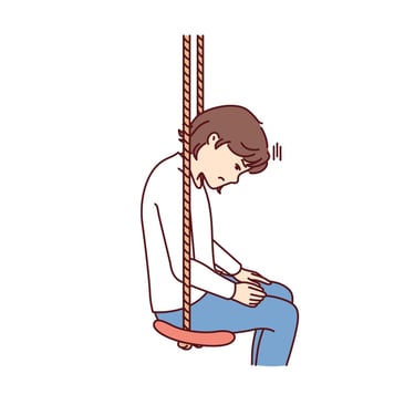 Grieving girl on a swing