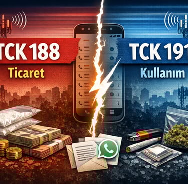 Uyuşturucu dosyalarında HTS kayıtlarının TCK 191 ile TCK 188 ayrımındaki rolünü gösteren görsel  Av 