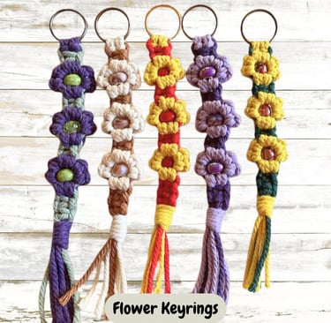 flower key rings handmade macrame