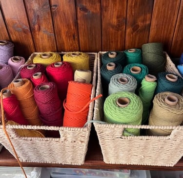 macrame accessories in lovely bright colours