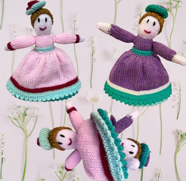 vintage knitted topsy turvy doll