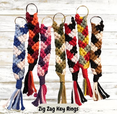 zig zag keyrings handmade macrame