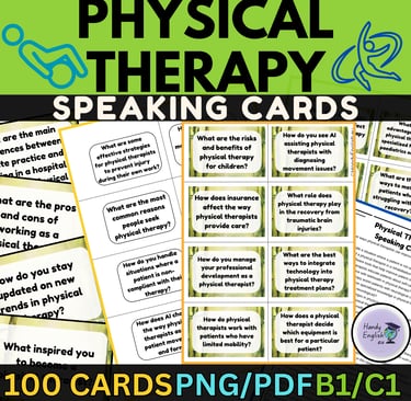 English for Physical Therapists Medical English Speaking Cards ESP