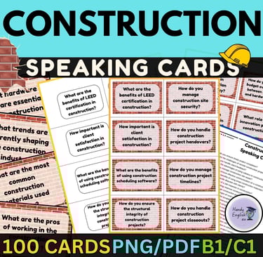 ENGLISH FOR CONSTRUCTION/ Technical English - Speaking Cards for ESL and ELA