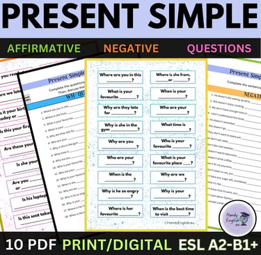 Present Simple Worksheets and Speaking Cards
