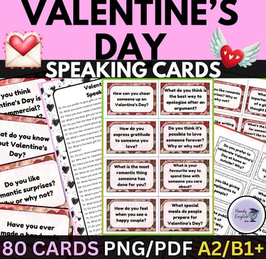 Valentine's Day Speaking Cards, Digital & Printable Activity ESL ELA ELL