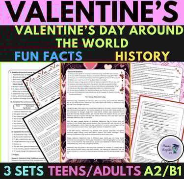 Valentine's Day ESL EFL Reading Passages Vocabulary and Speaking