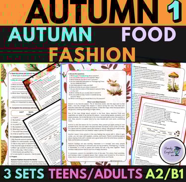 Autumn Reading Comprehension for English Lessons Digital and Printable