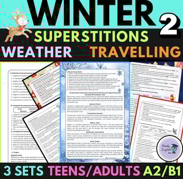 Winter Reading comprehension, vocabulary and speaking teens/adults ELA ESL