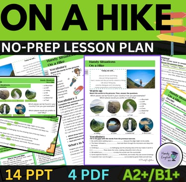 ESL A2/B1 lesson on hiking with travel vocabulary and speaking practice