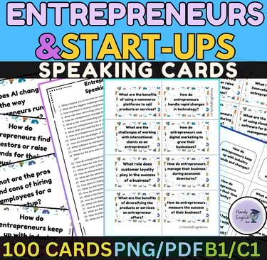 English for Entrepreneurs Start-Ups Business English Speaking Cards ESP