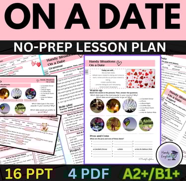Valentine's Day "On a Date" Survival English no-prep lesson plan ELA ELL ESL