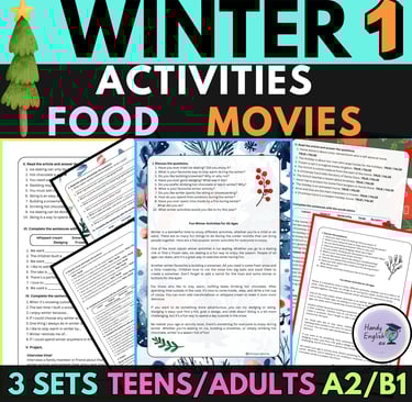 Winter Reading comprehension, vocabulary and speaking teens/adults ELA ESL