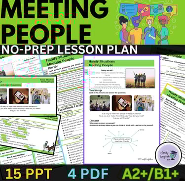 ESL A2/B1 lesson on meeting people with dialogues, conversation skills, and speaking activities.