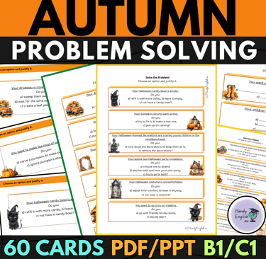 ESL ELA Fall Halloween Thanksgiving Problem-Solving Speaking