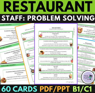 ESL ELA Restaurant STAFF Problem-Solving Communicative Activity Speaking