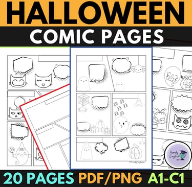 Halloween COMIC pages ELL ESL French Spanish German
