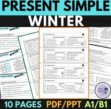Present Simple Winter Christmas questions speaking worksheets