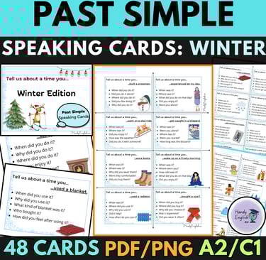 Past Simple  Vocabulary ESL Winter and Christmas speaking cards