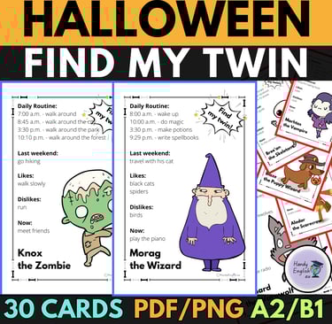 a Halloween grammar and vocabulary game