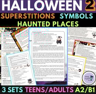 Halloween Reading Comprehension for English Lessons Digital and Printable