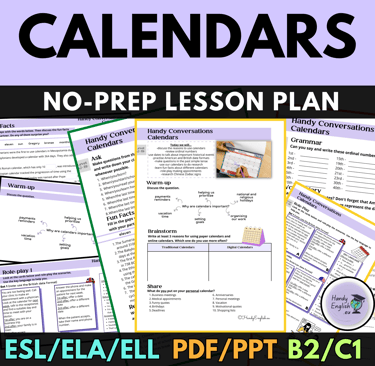 Calendars, Winter and New Year English lesson plan pdf ppt