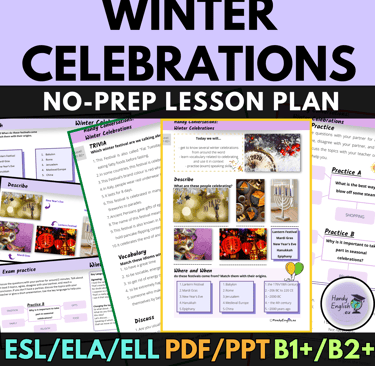 esl efl ell winter celebrations lesson plan and  activities for adults and teenagers