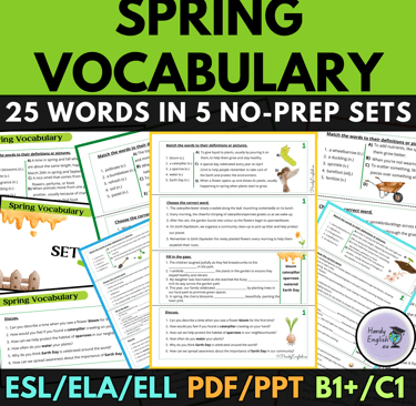 Spring Easter Vocabulary B1 B2 C1 ESL Speaking task cards worksheets