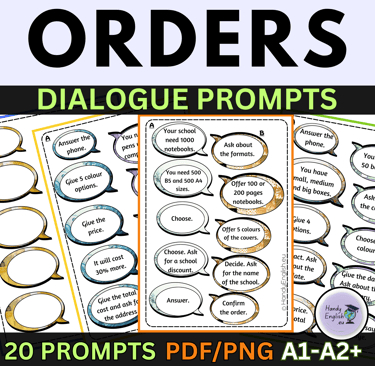ESL ELA Taking Orders Business Beginner Dialogue Prompts Newcomers A1-A2+