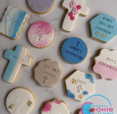 First Communion and Confirmation fondant cookie designs