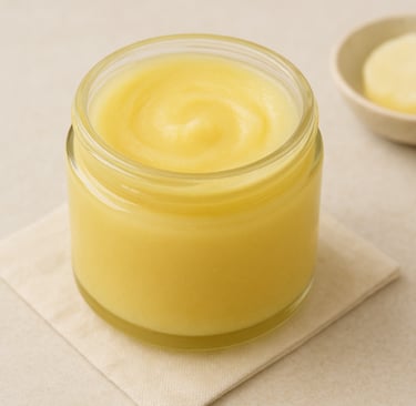Ingredients for homemade cleansing balm including beeswax