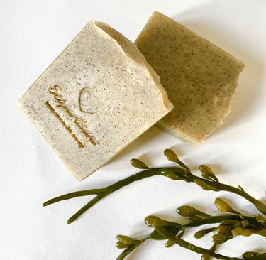 natural hand made in Scotland soap bars with sea kelp powder