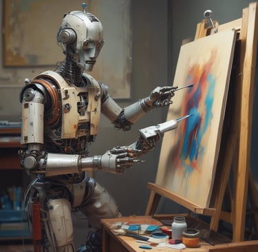 white and brown human robot illustration