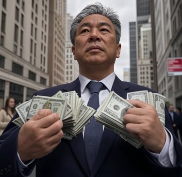 Man with fist full of money