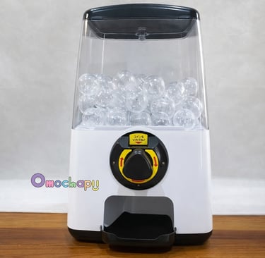 Tampak depan Gacha Cube, mesin gacha tabletop untuk booth dan retail activation