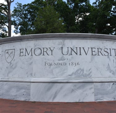 Emory University stone plaque with 'Founded 1836', reflecting the university's tradition